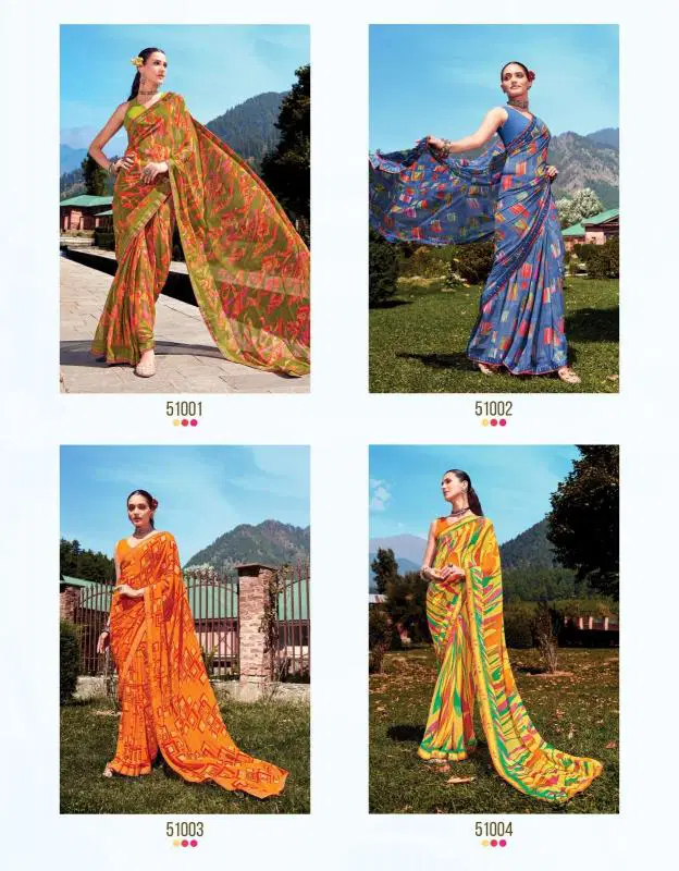 Sadhna By Sanskar  Printed Georgette Sarees Wholesale Price In Surat
