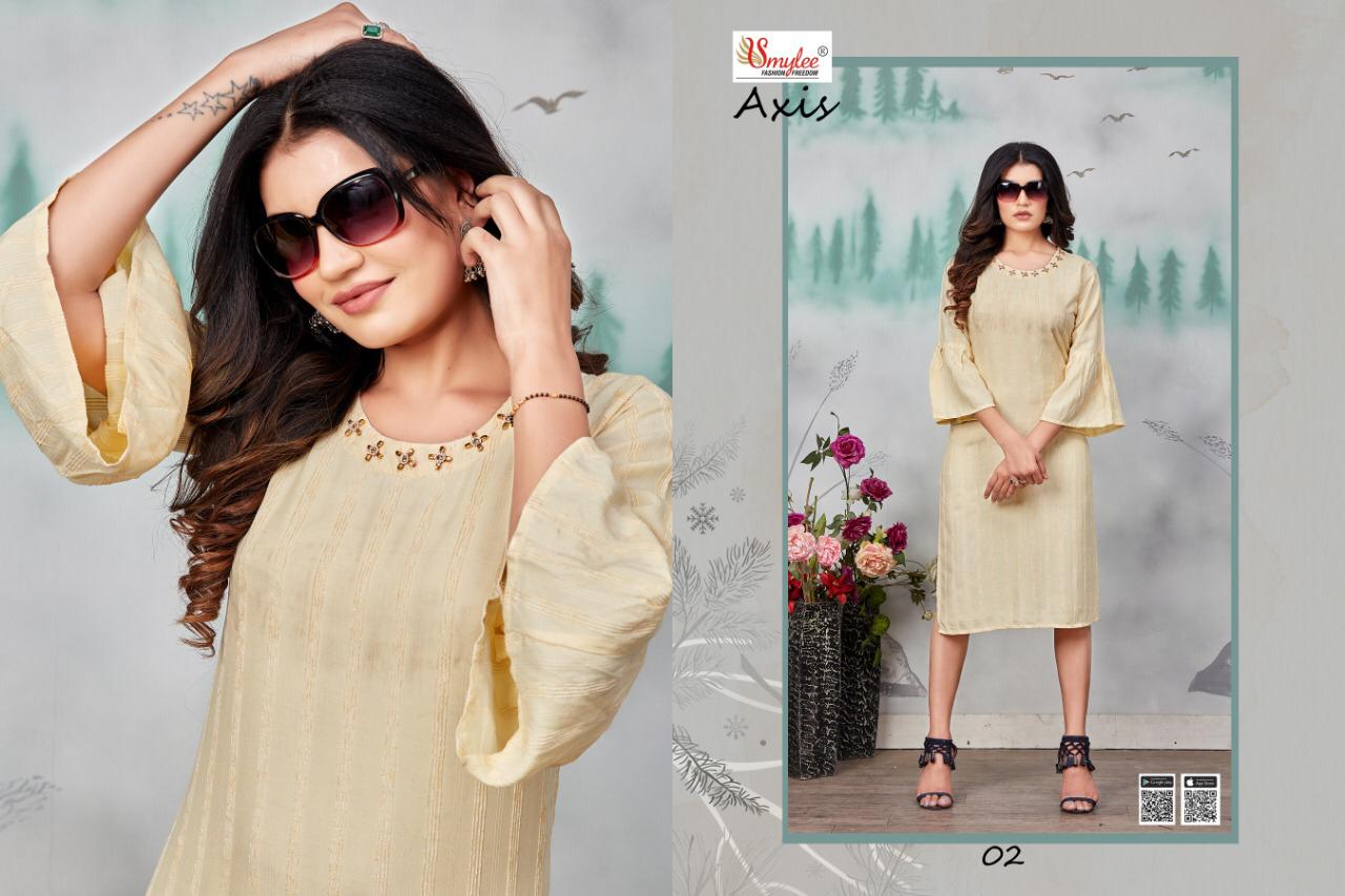 Smylee Axis Designer Latest Festive Wear Fancy Heavy Bombay Velvet Lining With Neck Work Kurtis Collection
