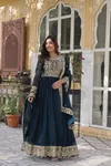 KA 1153 Faux Blooming Embroidery Designer Gown With Dupatta Wholesale Online