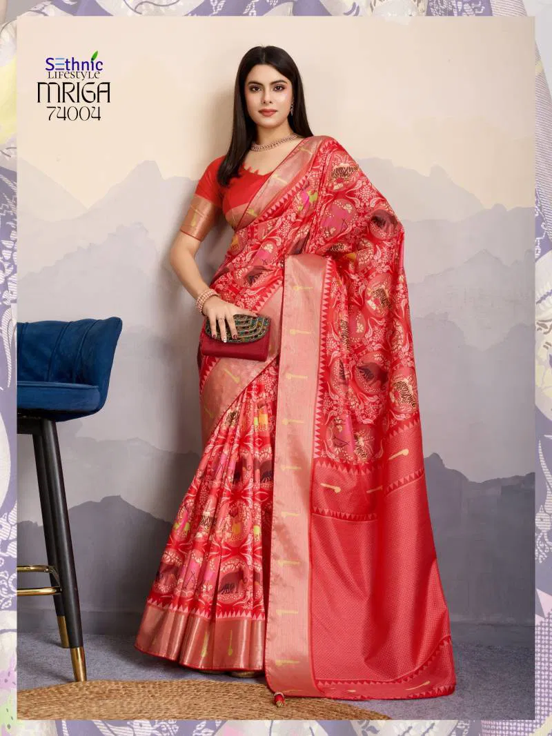 Mriga By Sethnic Dola Satin With Zari Patta Wholesale Saree Suppliers In Mumbai