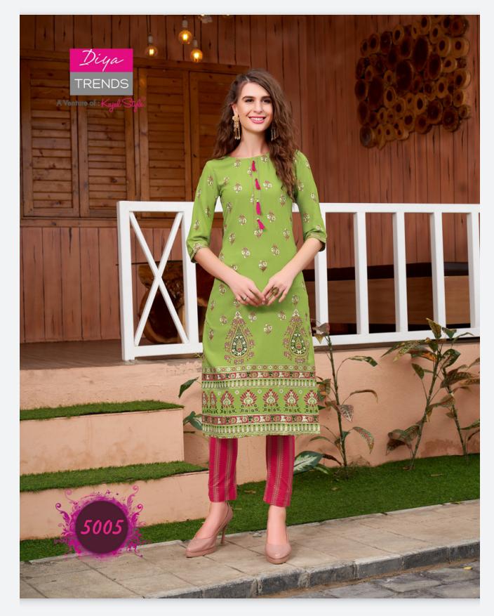 Fashionista 1 Ethnic Wear Rayon Designer Printed Kurtis With Bottom Collection
