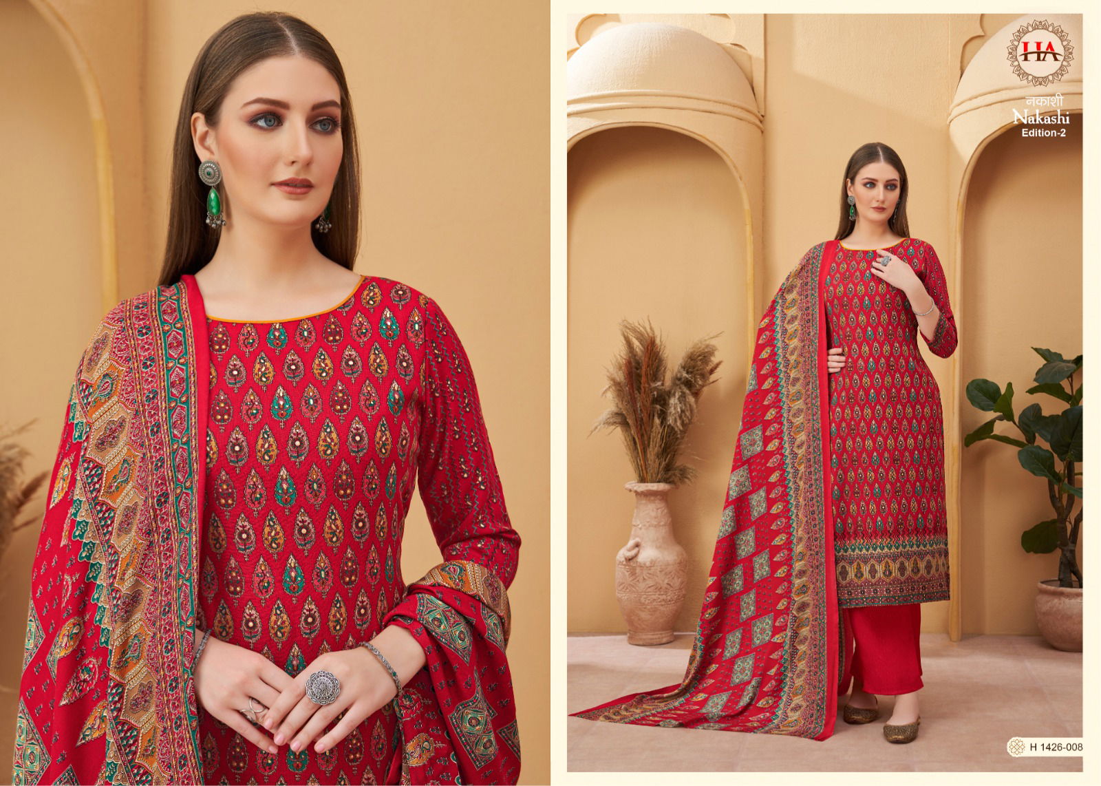 Nakashi 2 Printed Pashmina Dress Material Catalog