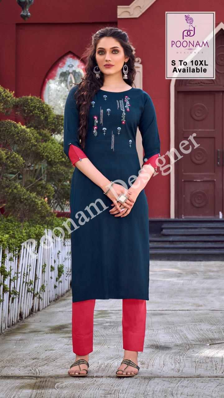 POONAM DIVA VOL-10 Latesy fancy Festive Wear Heavy Cotton Slub Kurtis With Bottom Collection (? 325/- ( 6xl to 10xl) 
