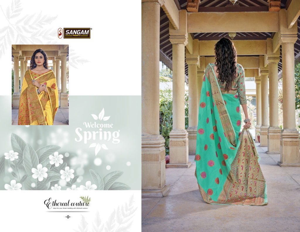 Sangam Gautami Latest Fancy Designer Festive Wear Cotton Handloom Sarees Collection
