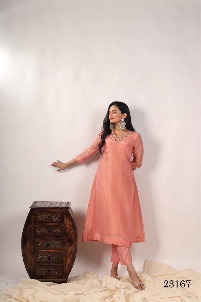 Indira 23167 Sequence Work Cosmos Silk Kurti With Bottom Catalog
