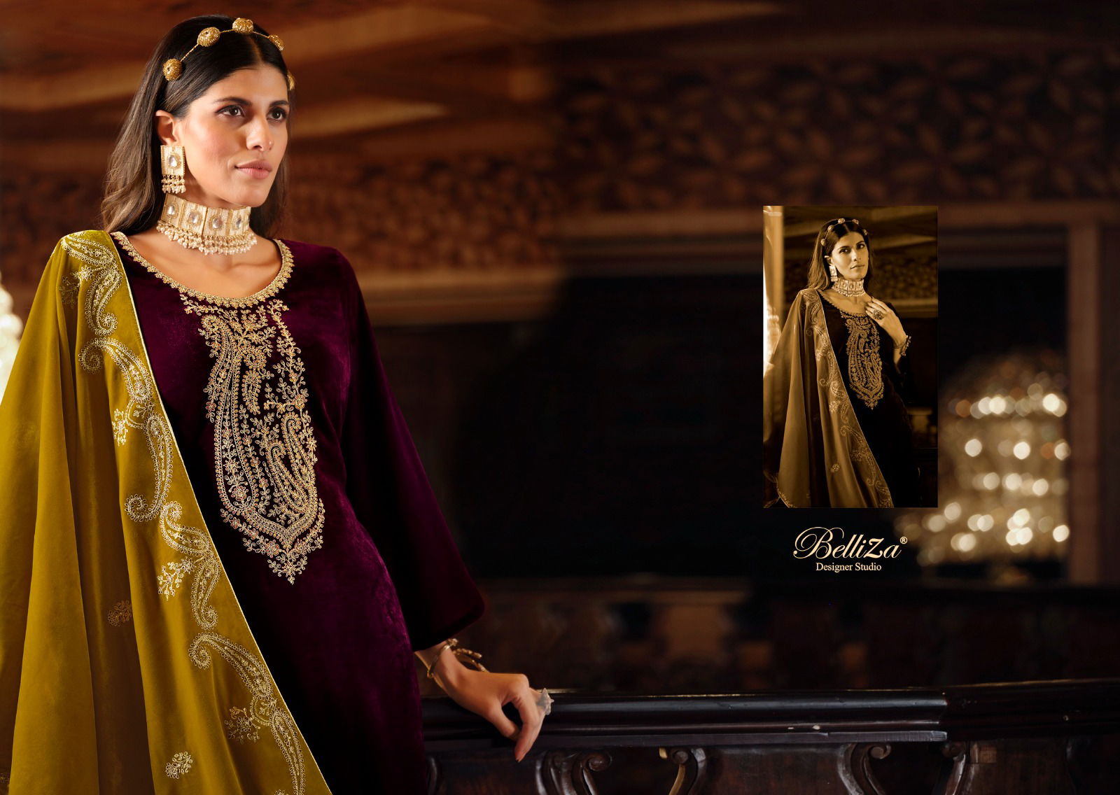 Belliza Shahi Andaaz Velvet Dress Material Collection
