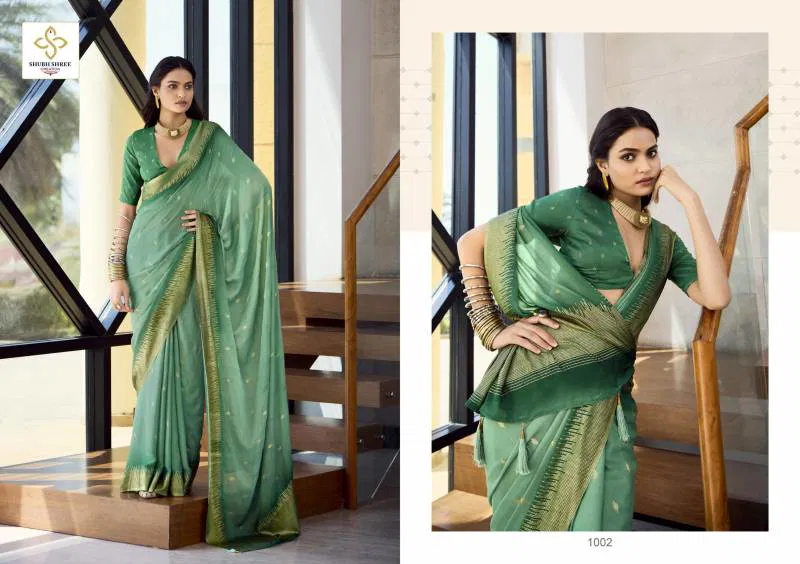 Aarohi By Shubh Shree Dull Moss Spray Printing Saree Wholesalers In Delhi
