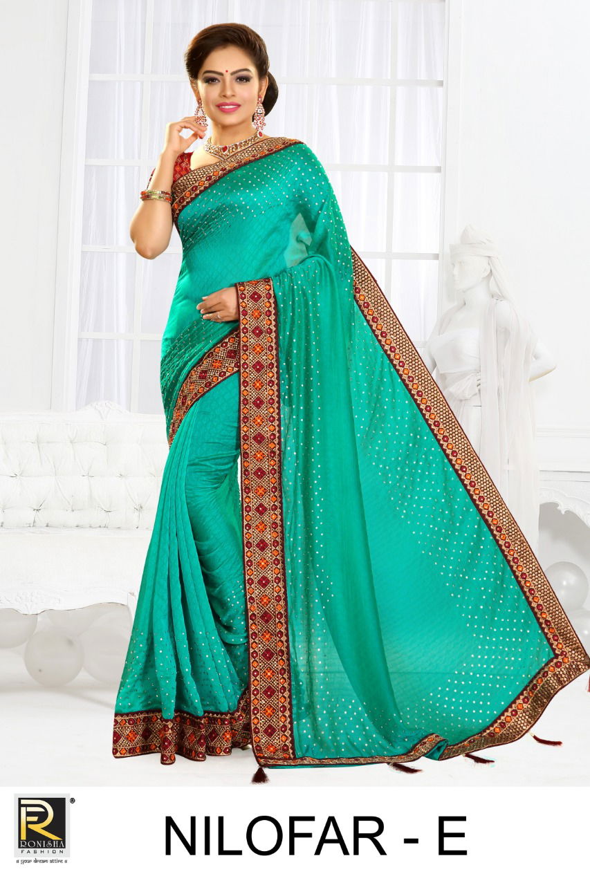 Ronisha Nilofar Latest Diamond Silk Designer Festive Wear Beautiful Design Lace Border Saree Collection 