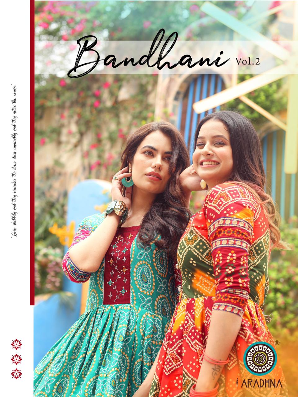 Aradhna Bandhani 2 Heavy Cotton Printed Festive Wear Anarkali Long Kurtis Collection
