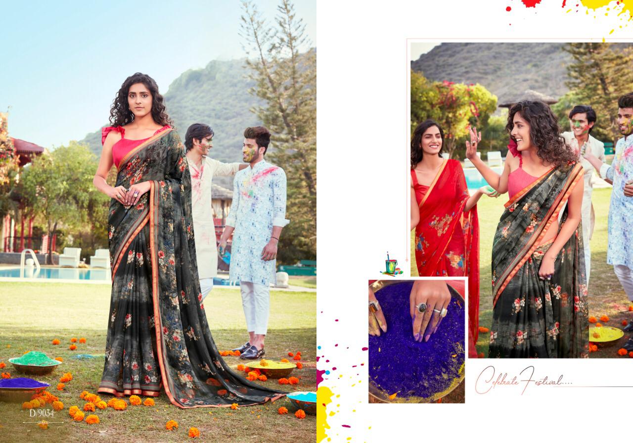 5D DESIGNER KIA VOL -02 Latest fancy Designer Casual Wear Pure Chiffon Printed Saree Collection
