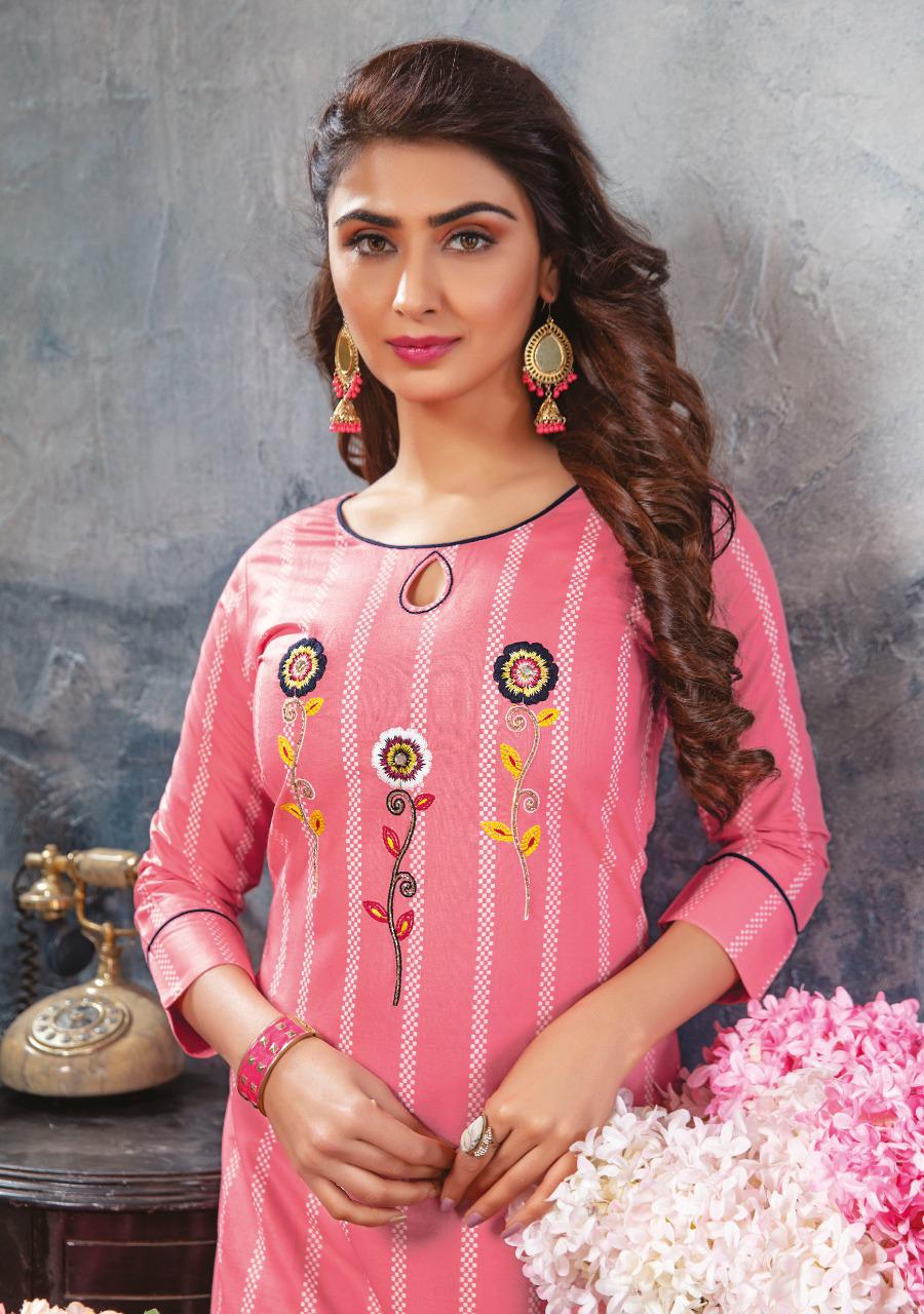 Mayree Floret 4 latest Fancy Designer Rayon Ethnic Wear Printed And Embroidery Worked Kurti With Bottom Collection