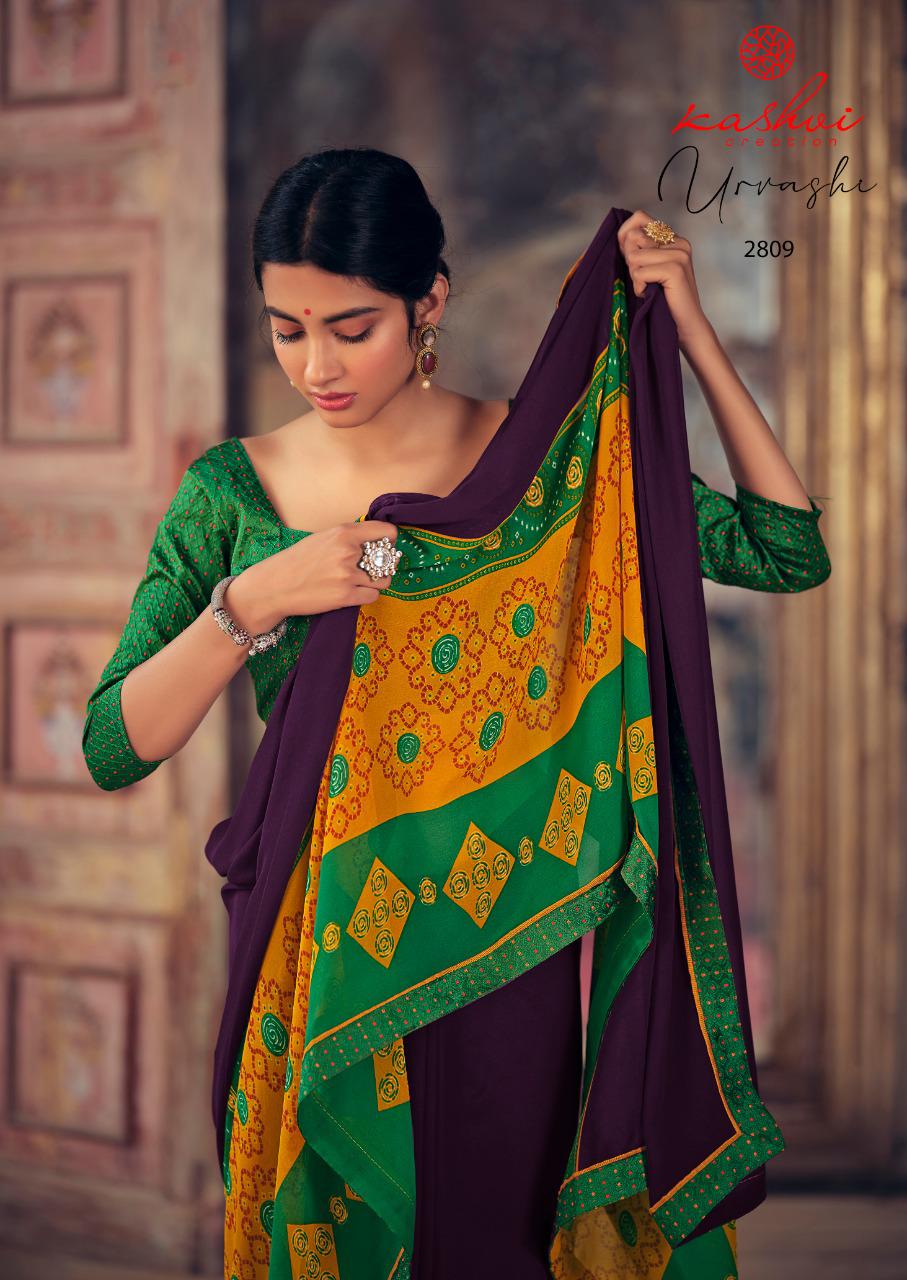 Kashvi Urvashi Latest fancy Regular Casual Wear Weightless Georgette Printed Sarees Collection
