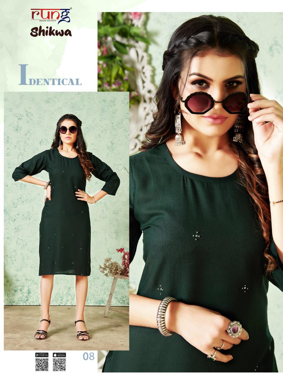 Rung Shikwa Latest fancy Designer Casual Wear Rayon Casual Wear Kurti Collection

