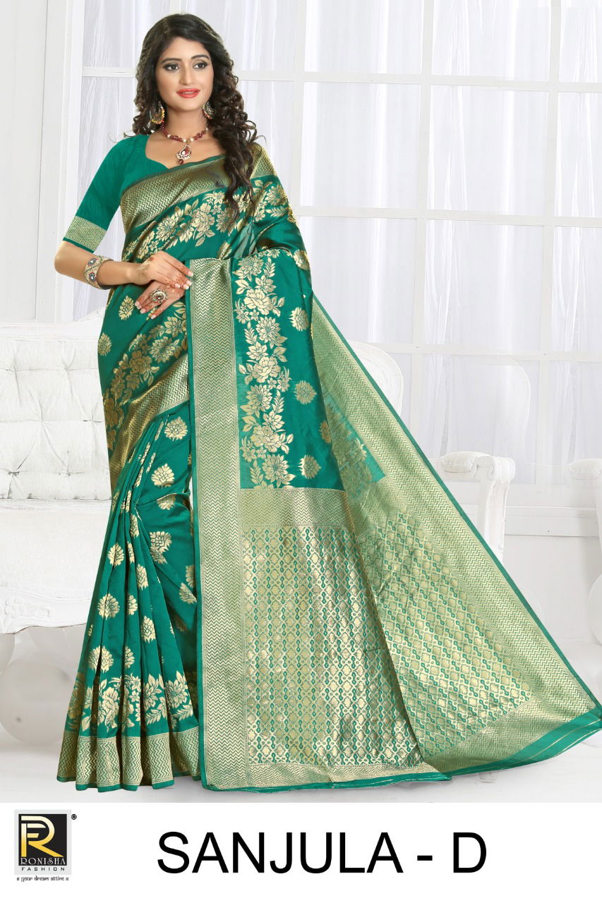 Ronisha Sanjula latest  Fancy Designer Festive Wear Heavy Silk Saree Collection
