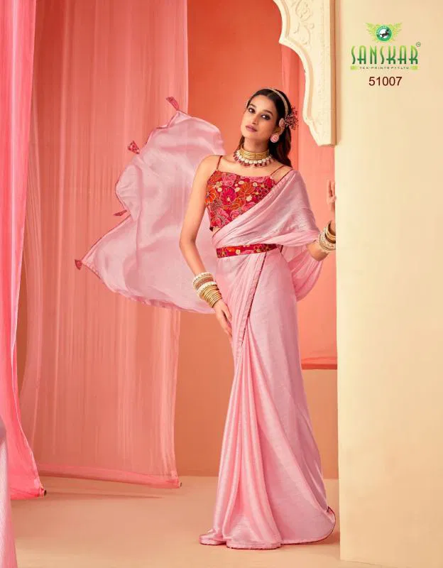 Sanskar Spring Sartin Chiffon Digital Printed Saree Wholesalers In Delhi