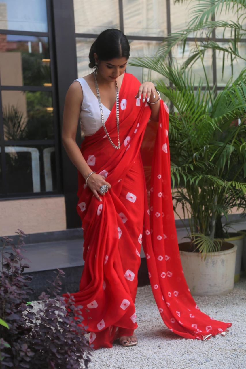 DF 94 Bandhej Printed Cotton Daily Wear Sarees Catalog