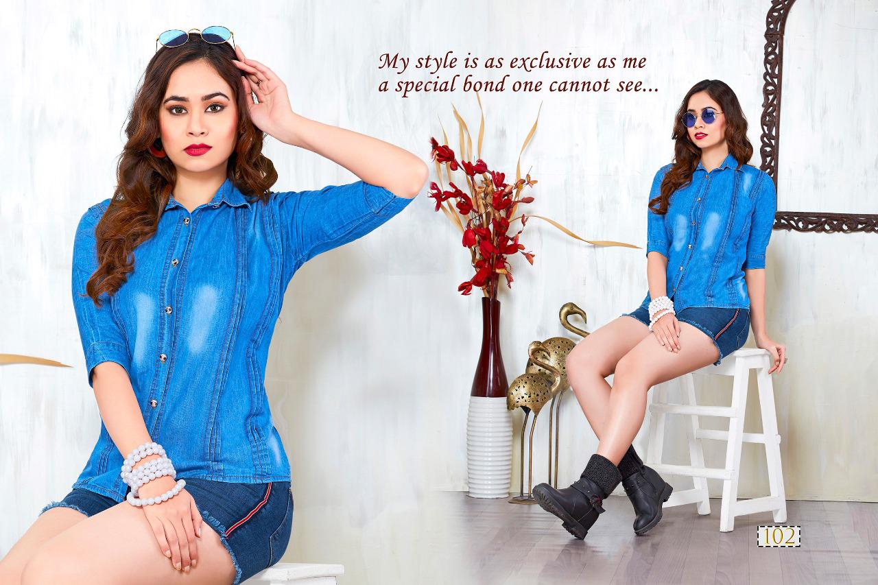 Trendy Fabulous Latest Stylish Party Wear Denim Ladies Shirt Collection
