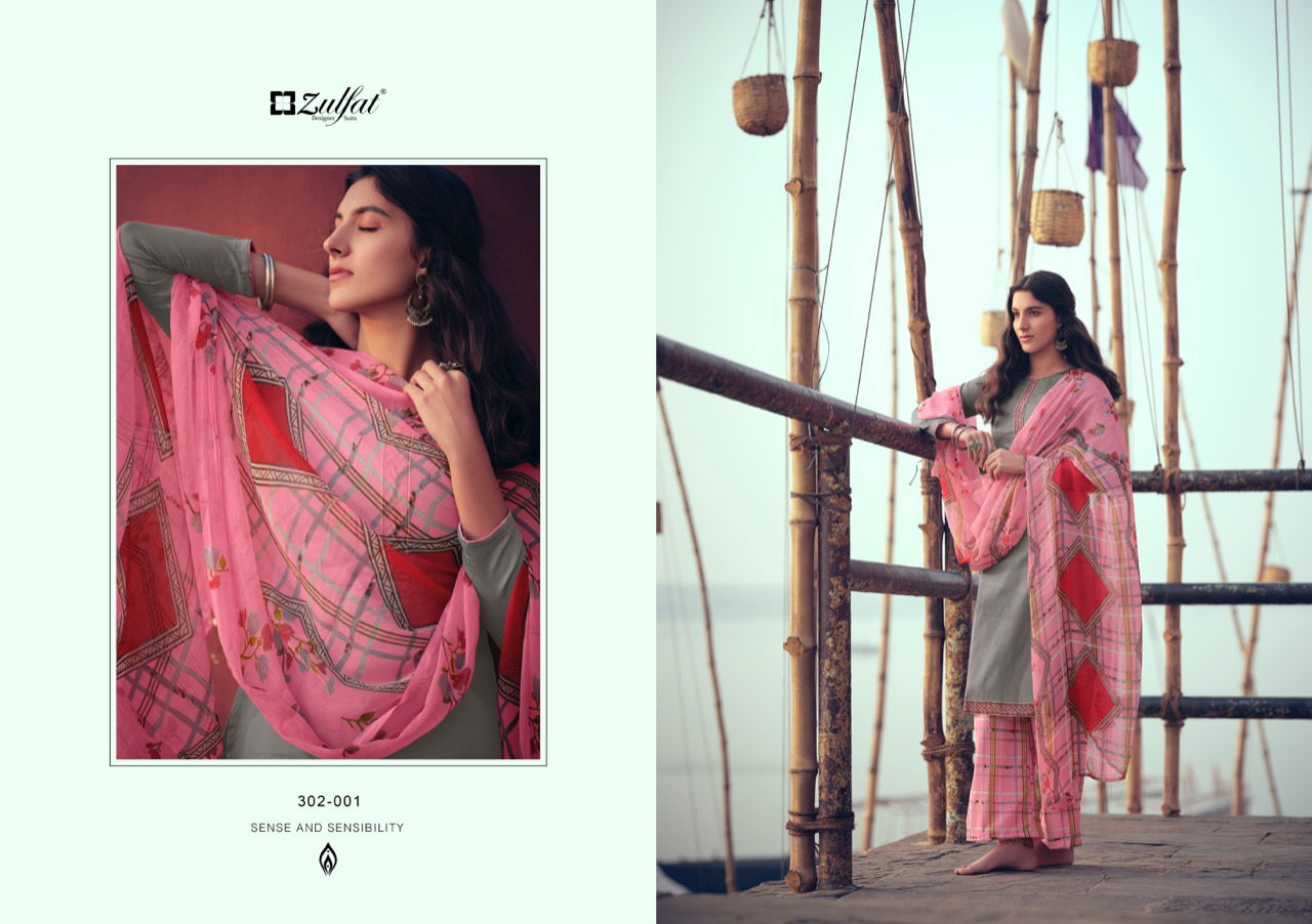 Zulfat Husna E Patiala 3 Casual Wear Elegantly stitched Kashmiri style Tie Lace Cotton Top With Bottom And Four Side less Dupatta Designer Dress Material Collection
