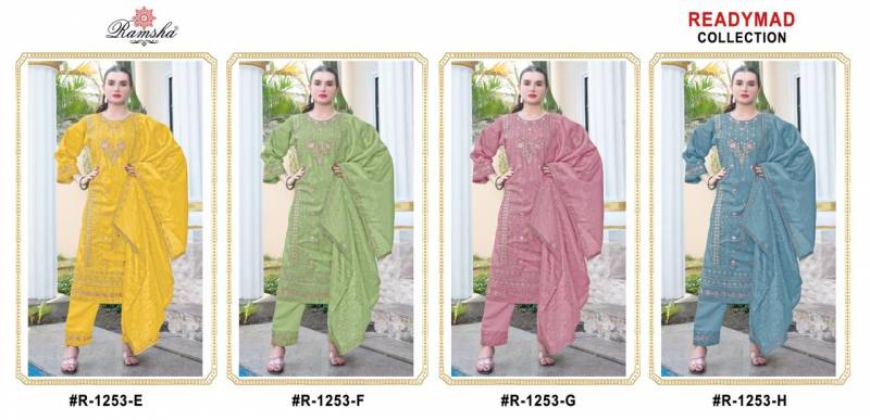 R 1253 E To H By Ramsha Ready Made Salwar Suits Wholesale Clothing Distributors In India