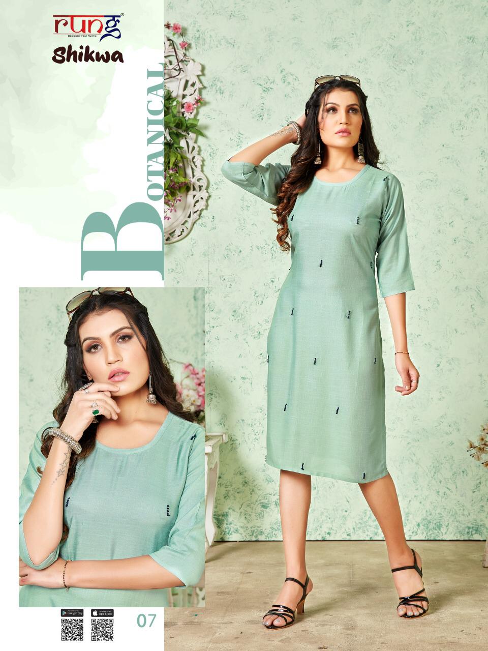 Rung Shikwa Latest fancy Designer Casual Wear Rayon Casual Wear Kurti Collection
