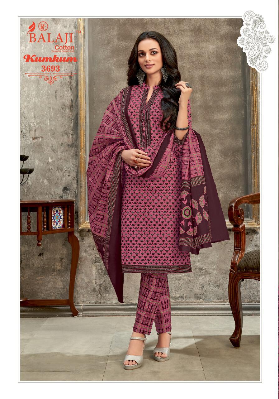 Balaji Cotton KumKum 25 Latest Fancy Designer Regular Casual Wear Cotton Printed Dress Material Collection
