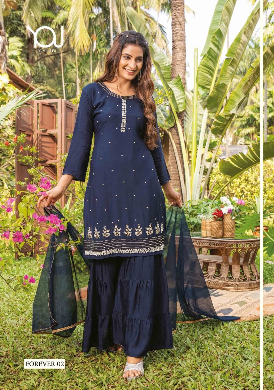 Wanna Forever New Fancy Designer Festive Wear Kurti With Sharara And Dupatta Collection