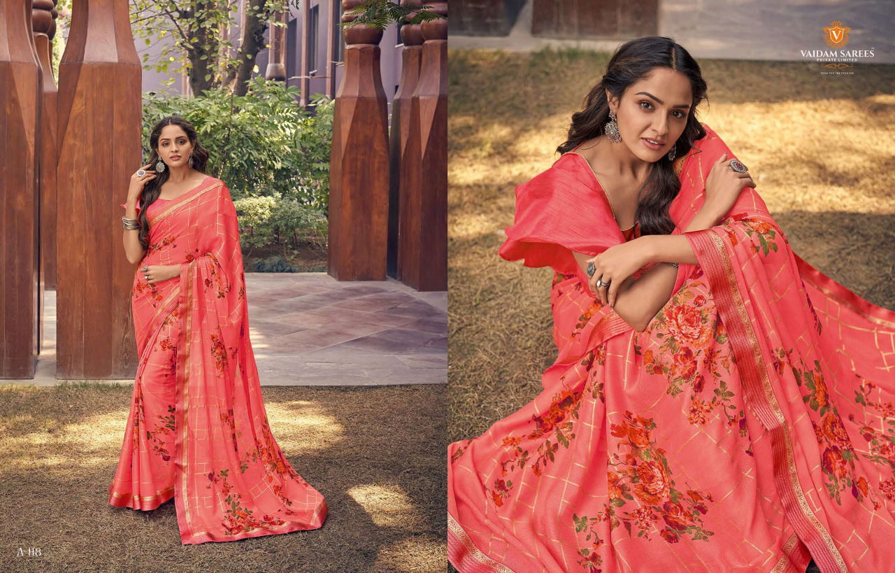 VAIDAM ALANKRITA Latest Fancy Designer Casual Wear Foil Printed Chiffon Saree Collection 