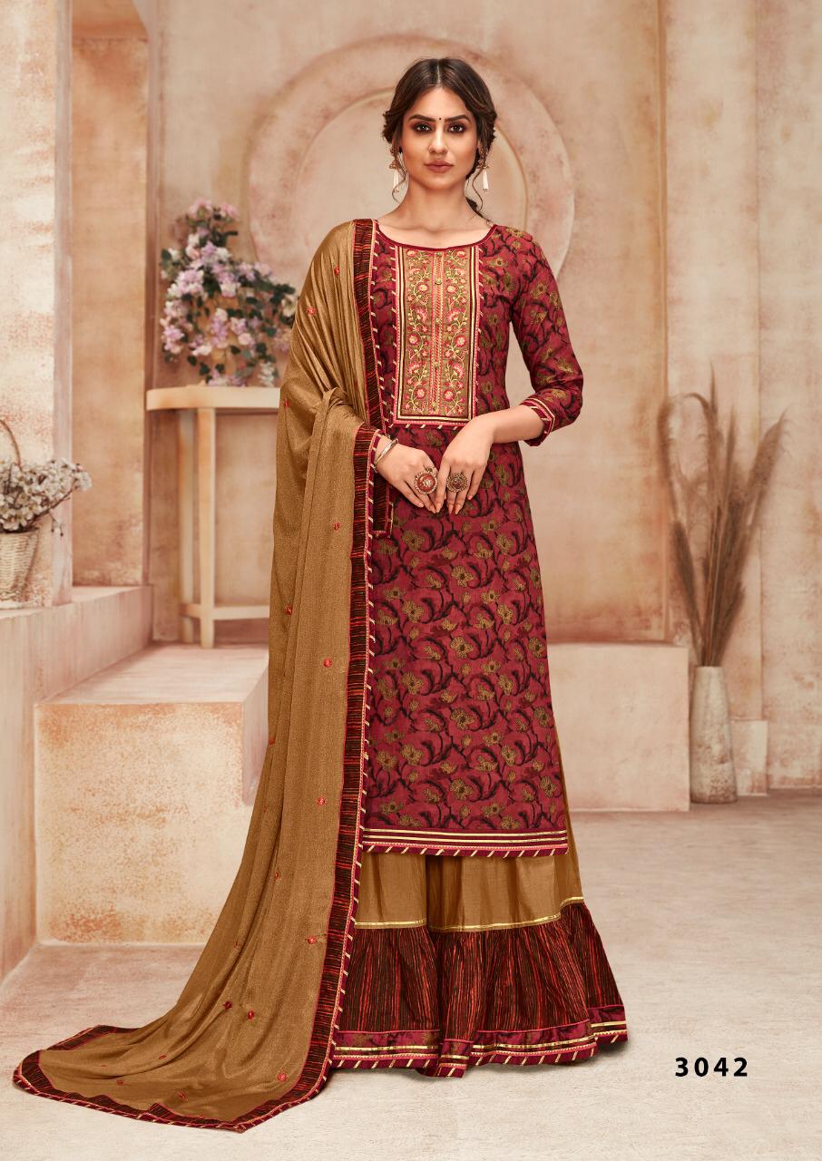 Rangoon Naira Exclusive Cotton Embroidery Work Heavy Wedding Wear Ready Made Collection
