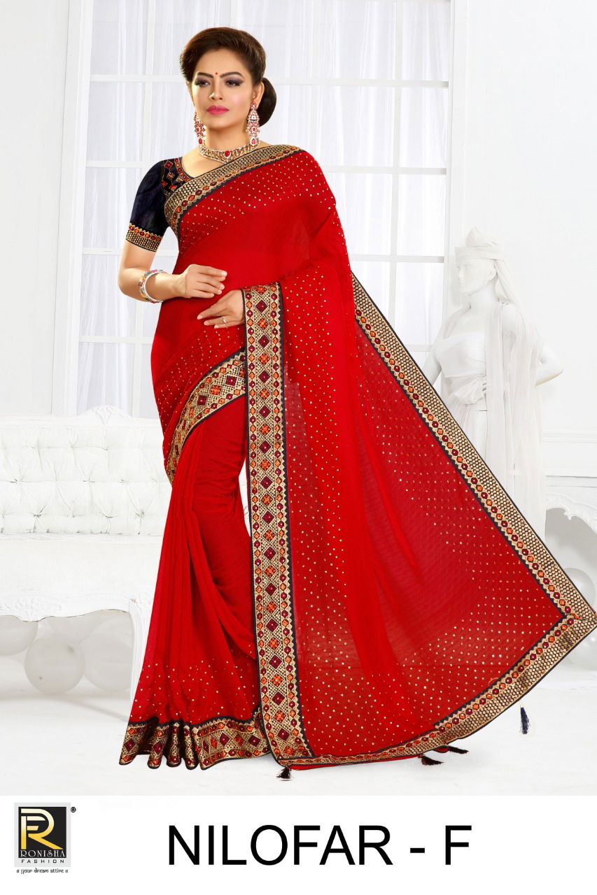 Ronisha Nilofar Latest Diamond Silk Designer Festive Wear Beautiful Design Lace Border Saree Collection 