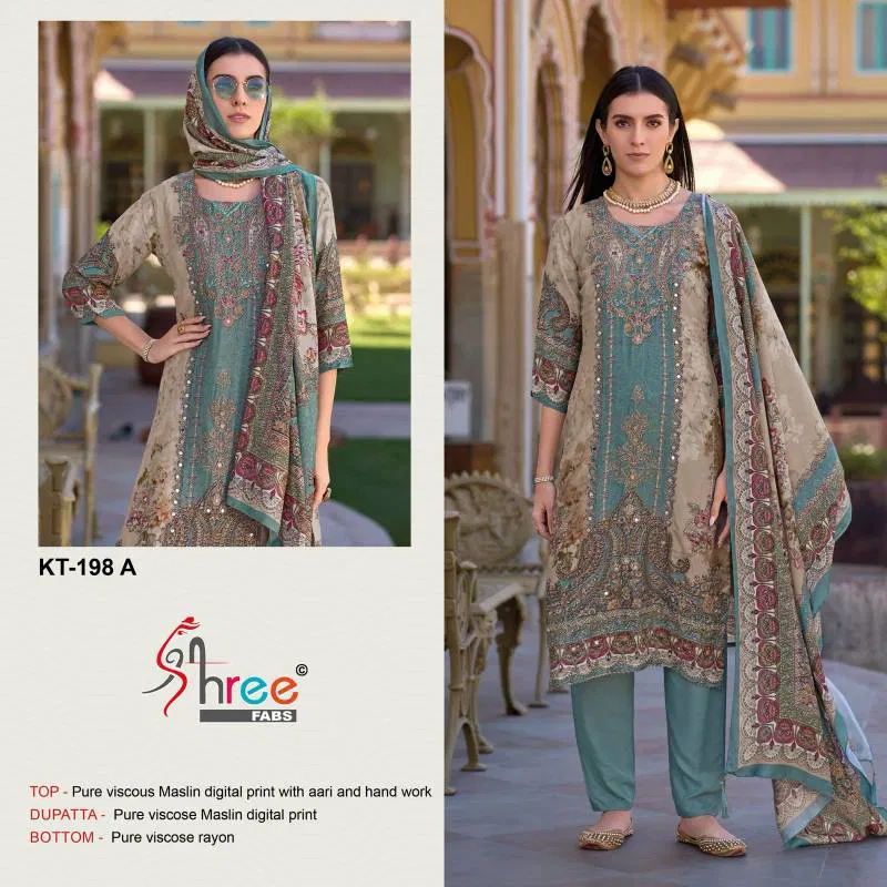 Shree Kt 198 Viscose Maslin Digital Printed Salwar Suits Wholesale In India