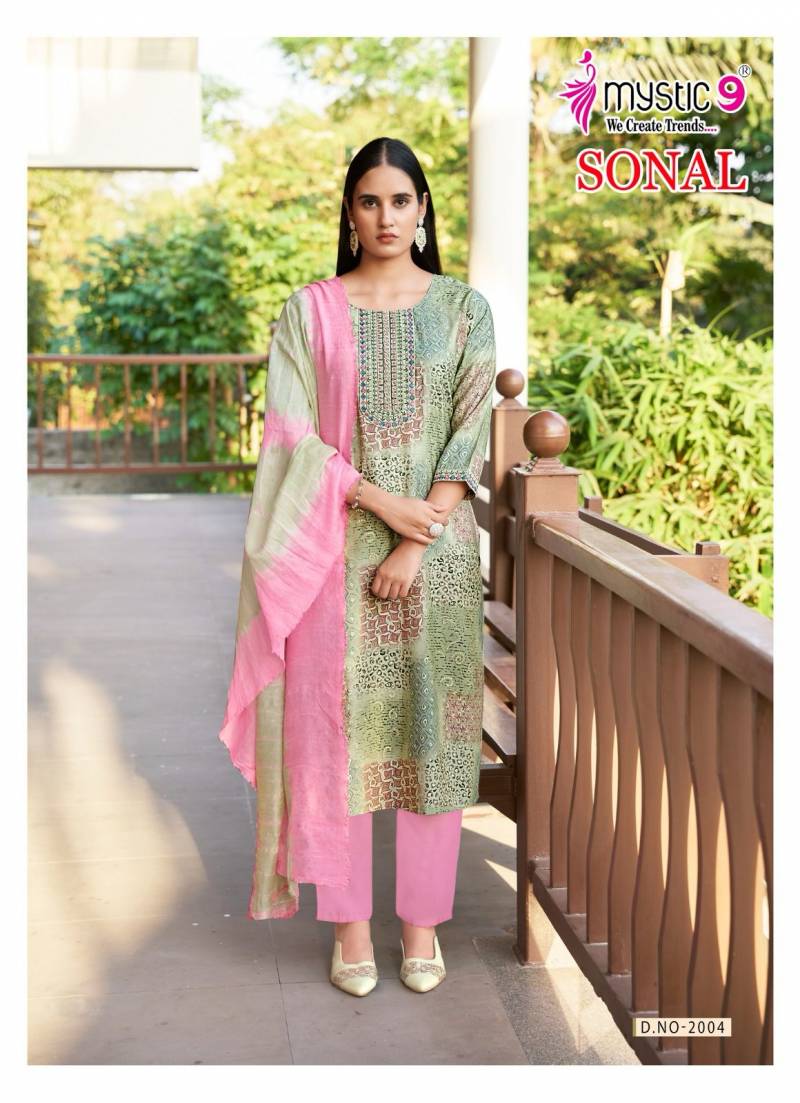 Sonal Vol 2 By Mystic 9 Roman Silk Kurti With Bottom Dupatta Orders In India