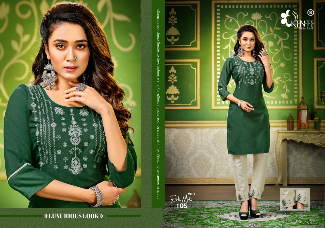 Kinti Roli Moli Ethnic Wear Designer Embroidered Kurtis With Bottom Collection
