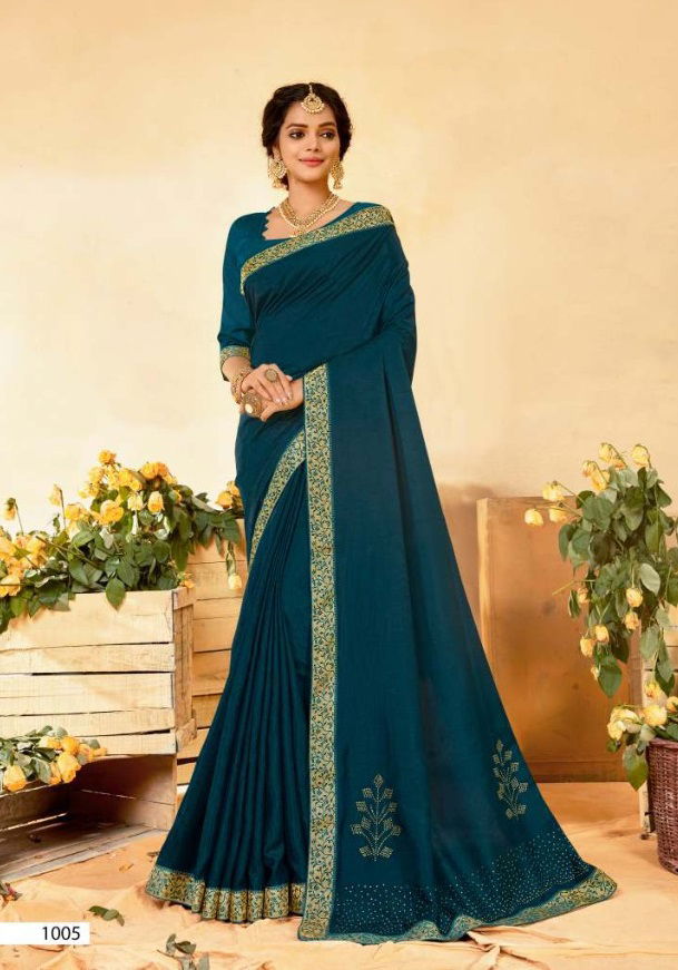 SEEMAYA SIYA Latest fancy Designer party Wear Dola Silk With fancy Border With Swarovski Diamond Work Saree Collection