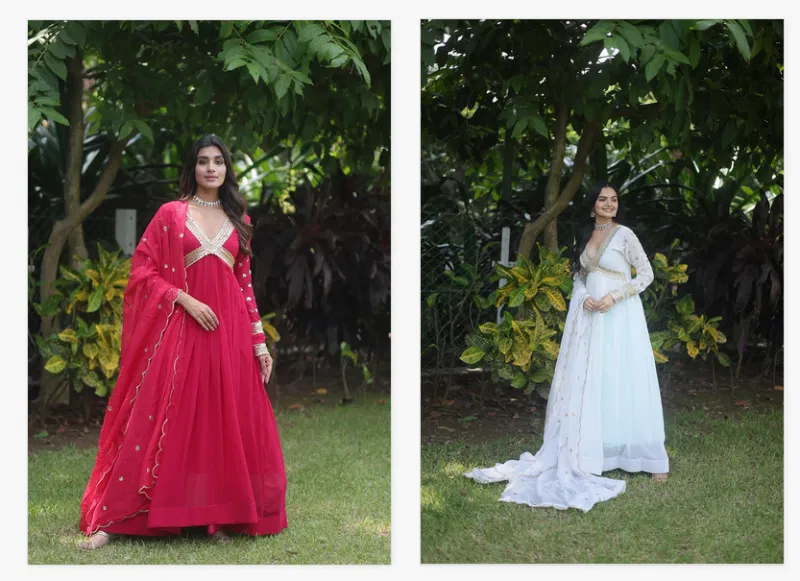 Jf 955 56 Beautiful Faux Blooming Gown With Dupatta Wholesale Market In Surat