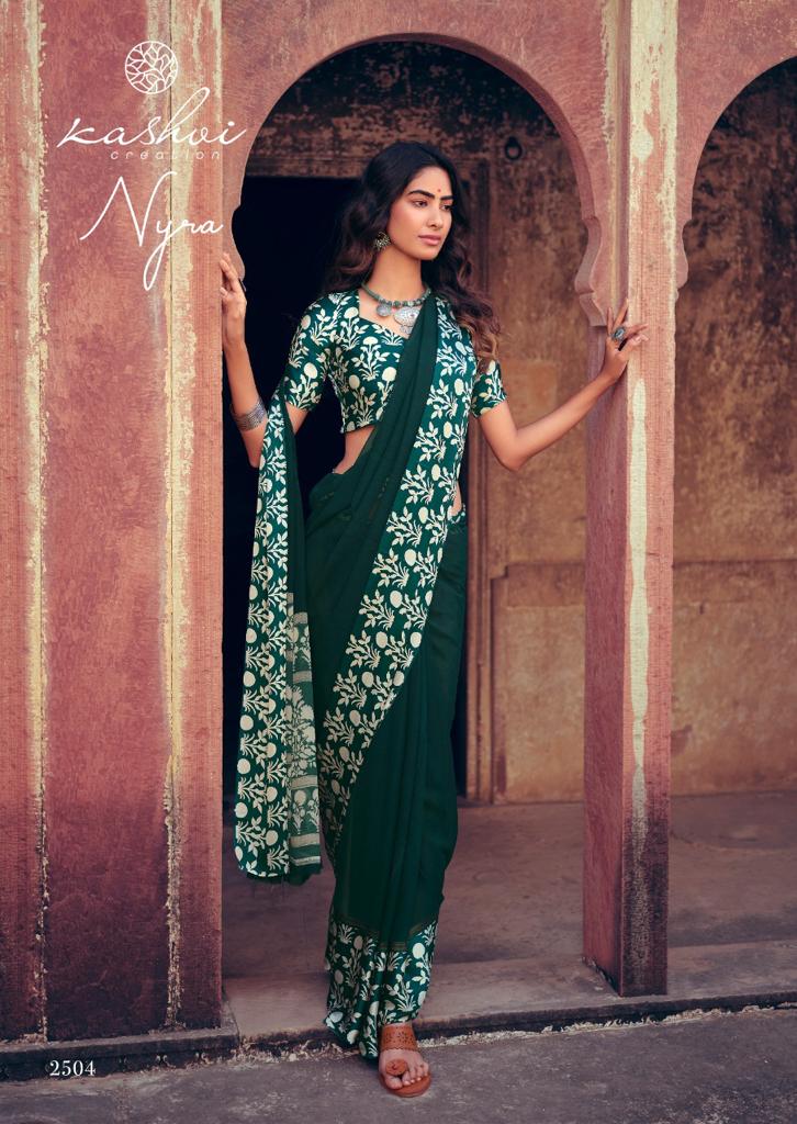 KASHVI NYRA Latest Fancy Festive Wear Weightless Satin Patta With Satin Blouse Saree Collection