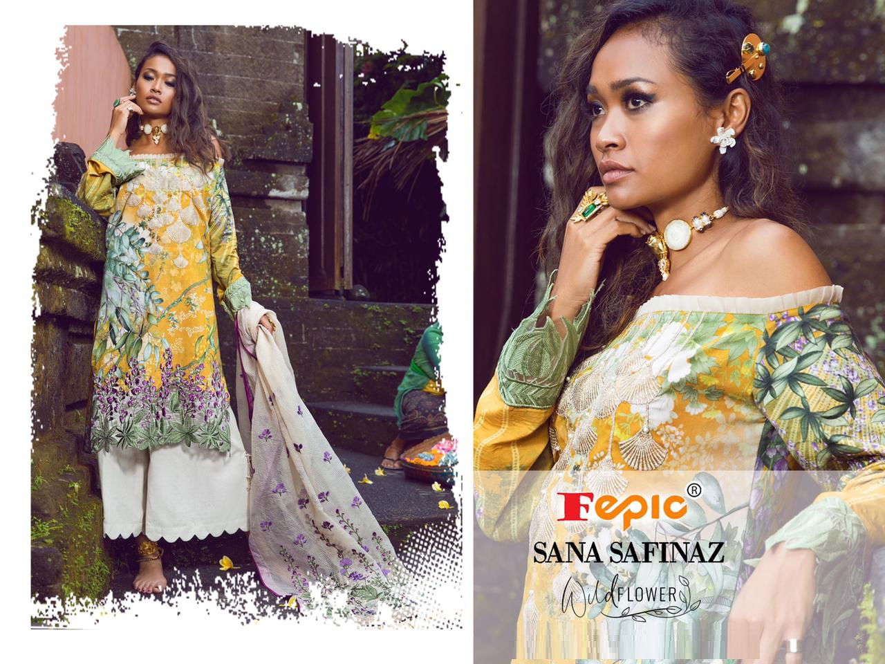 Fepic Rosemeen Sana Safinaz Wild Pure Cotton Digital Print With Embroidery Work Flower Pakistani Salwar Suits Collection