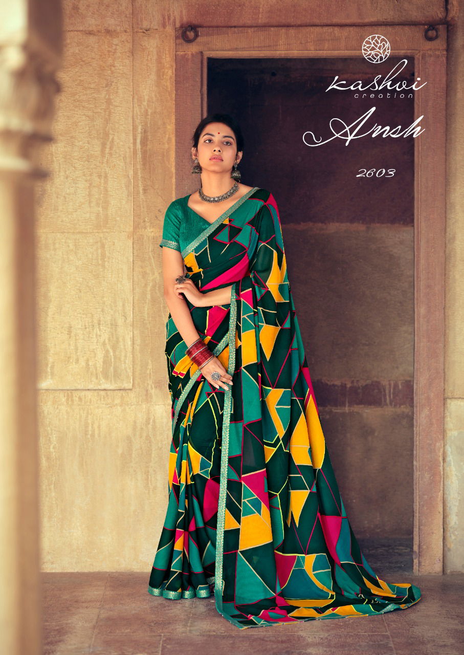 Kashvi Ansh 2 Fancy Designer Casual Regular Wear Weightless Georgette Printed Sarees Collection
