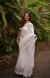 Scmg Glam Linen Floral Printed Linen Cotton Fancy Sarees Wholesale In India
