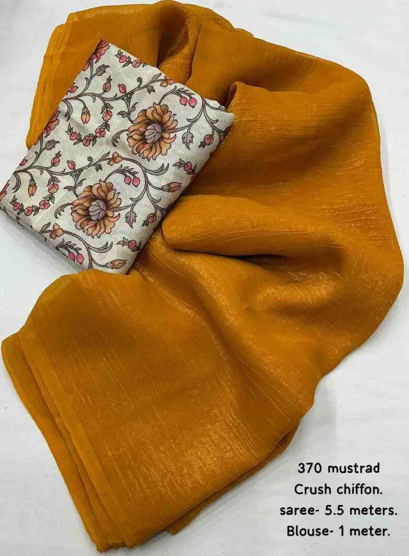Kc 615 Crush Chiffon Solid Plain Saree Wholesale Market In Surat With Price