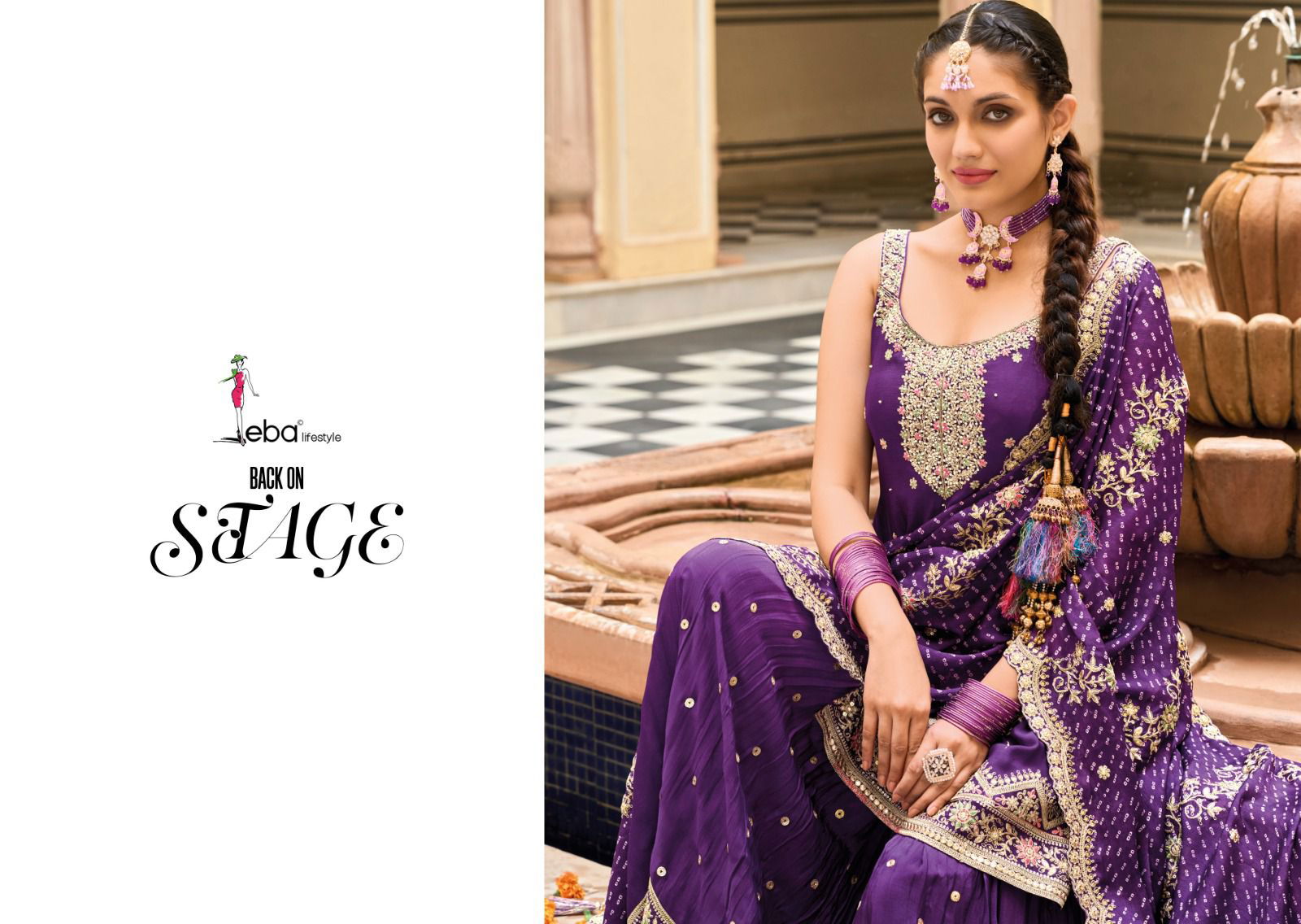 Eba Alfaaz Embroidered Wedding Wear Sharara Readymade Suits

