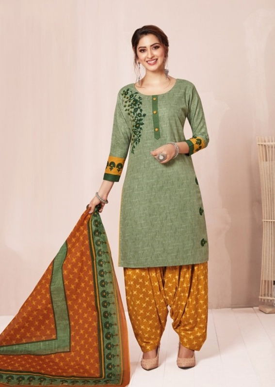 Aarvi Special Patiyala Designer Latest Daily Wear Printed Cotton Dress Material Collection 