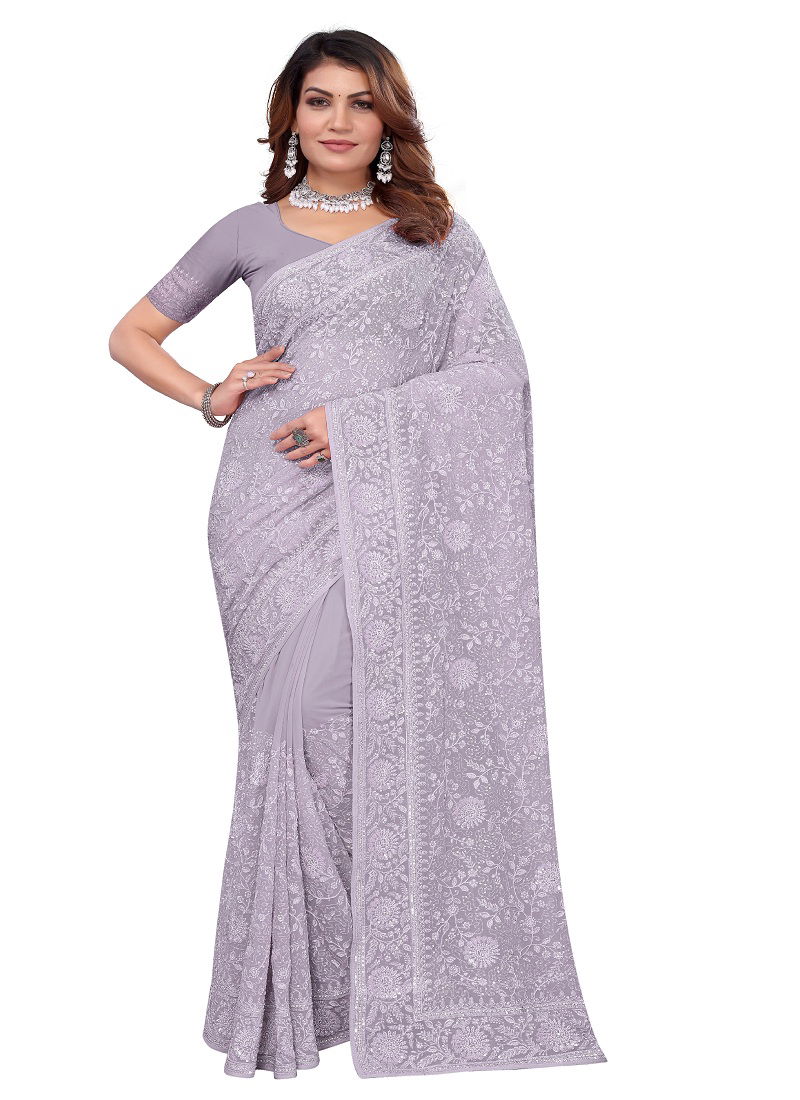 Dulhan By Utsav Nari Georgette Embroidery Sarees Wholesale Price In Surat
