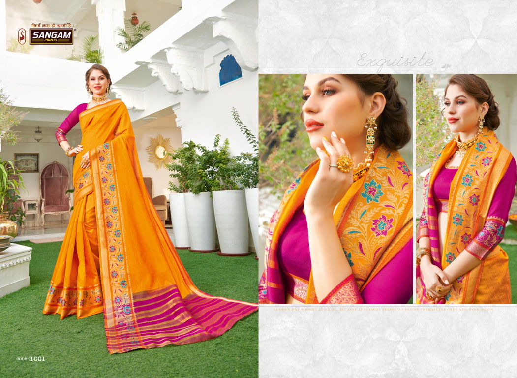 Sangam Udaan Latest Designer Rich Look Handloom Festive Wear Silk Sarees Collection