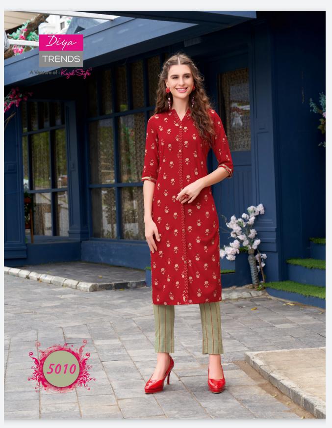 Fashionista 1 Ethnic Wear Rayon Designer Printed Kurtis With Bottom Collection
