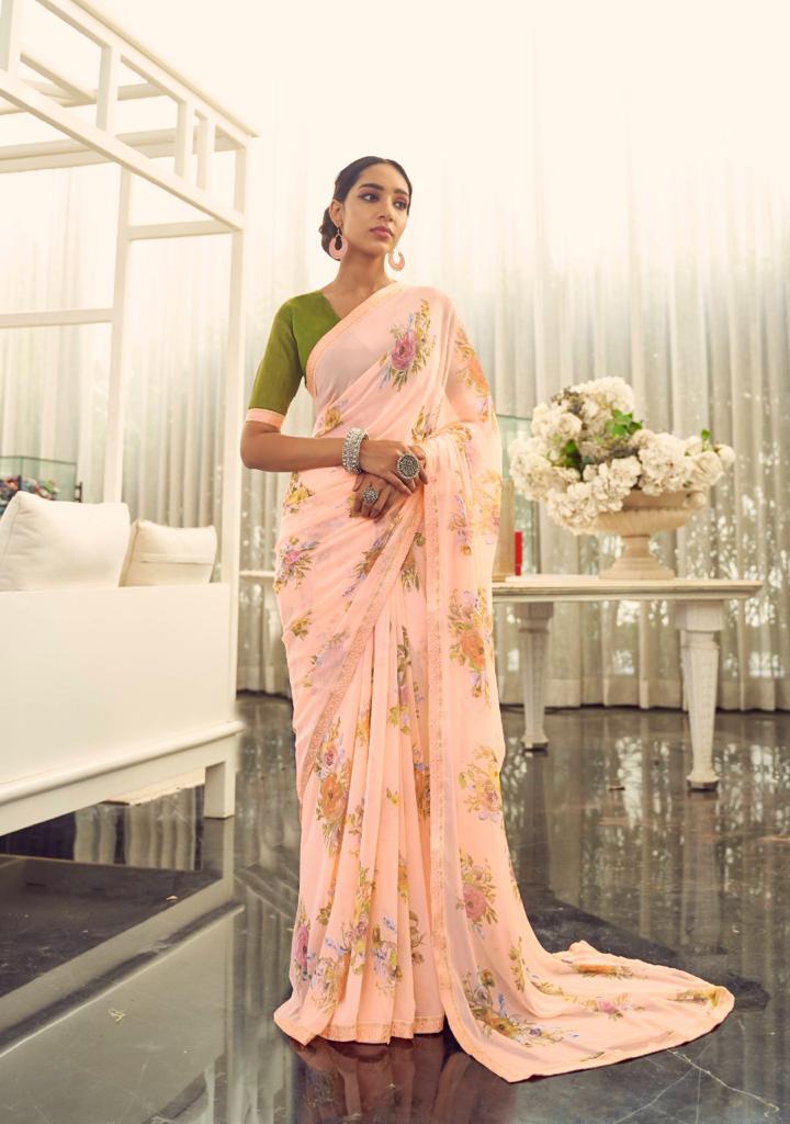 Kashvi Arth Silk Latest fancy regular Casual Wear Printed Georgette With Border Saree Collection

