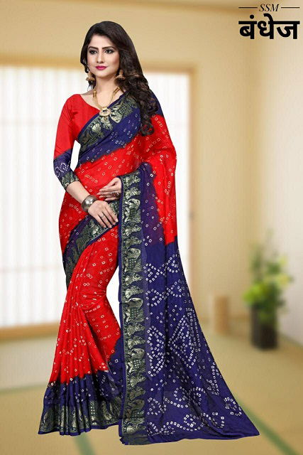 Ssm Dolly Latest Fancy Designer Bandhani Art Silk Bandhej Saree Collection

