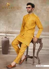 Yellow color Outluk Wedding Vol 49 Pure Viscose Mens Modi Jacket Kurta Pajama 4901 