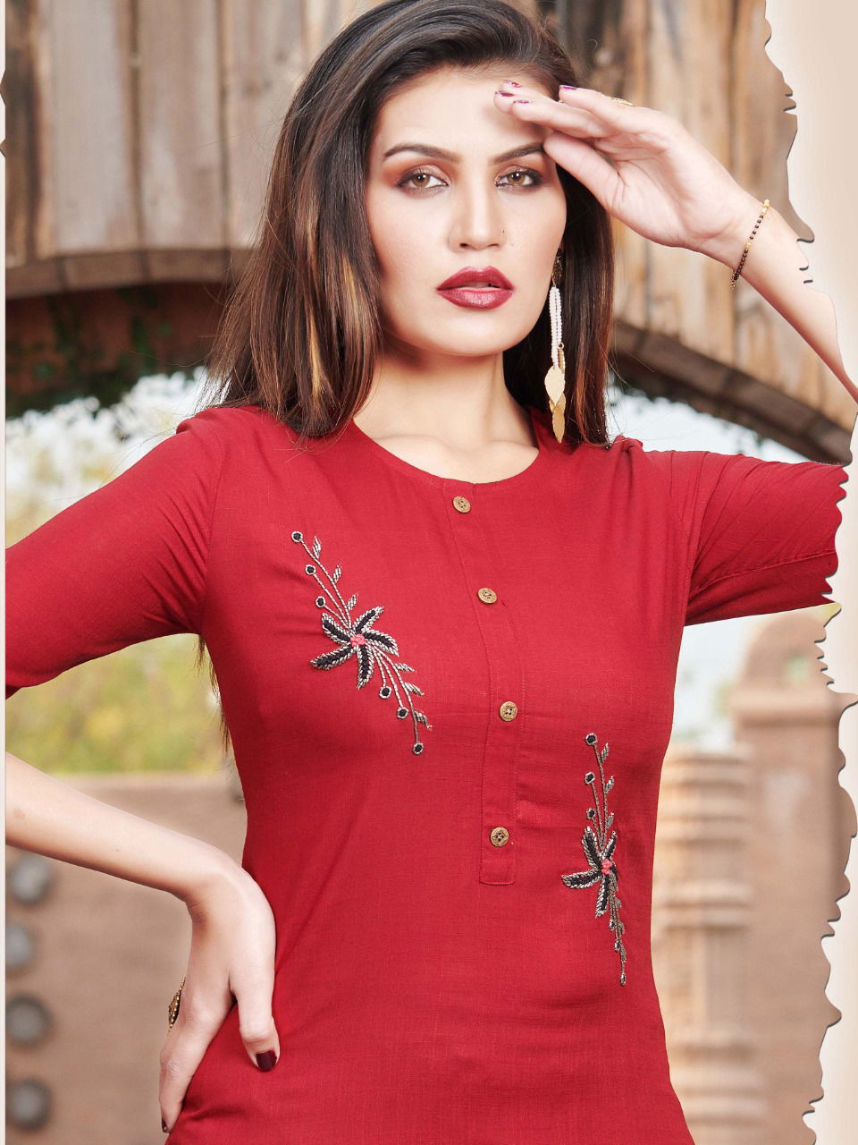 RUNG RUNGOON Fancy Regular wear Heavy plan Rayon With Hand Work Top With Palazzo Collection  
