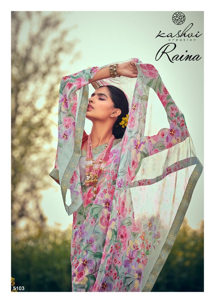 Kashvi Raina Georgette Ethnic Wear Designer Printed Saree Collection
