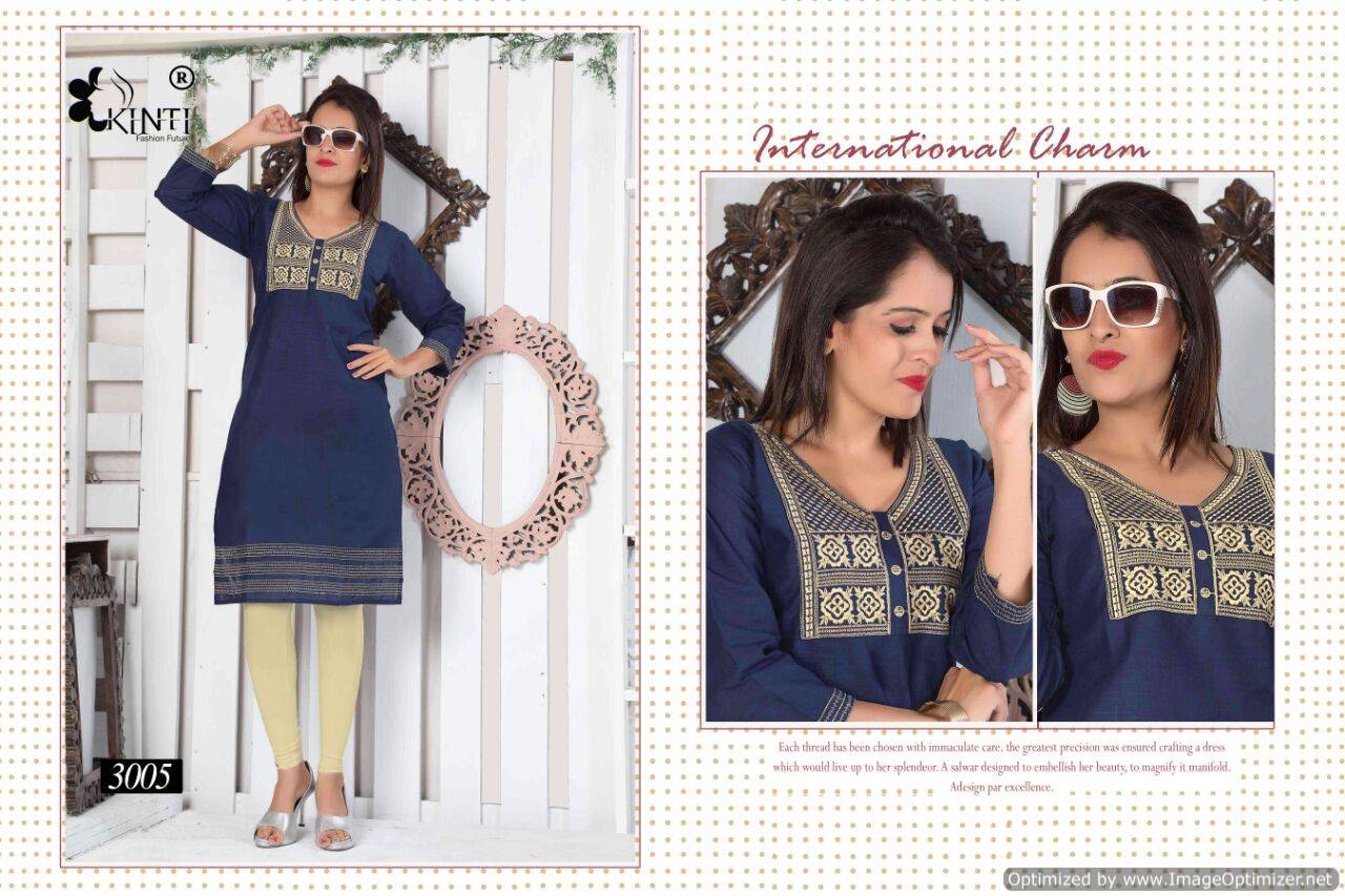 Kinti Morni Exclusive Cotton Slub With Embroidery Work Designer casual Wear Kurti Collection